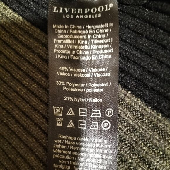 Women Liverpool Los Angeles V-Neck Sweater Size L Dark Green Twist Front Knit - Picture 4 of 5